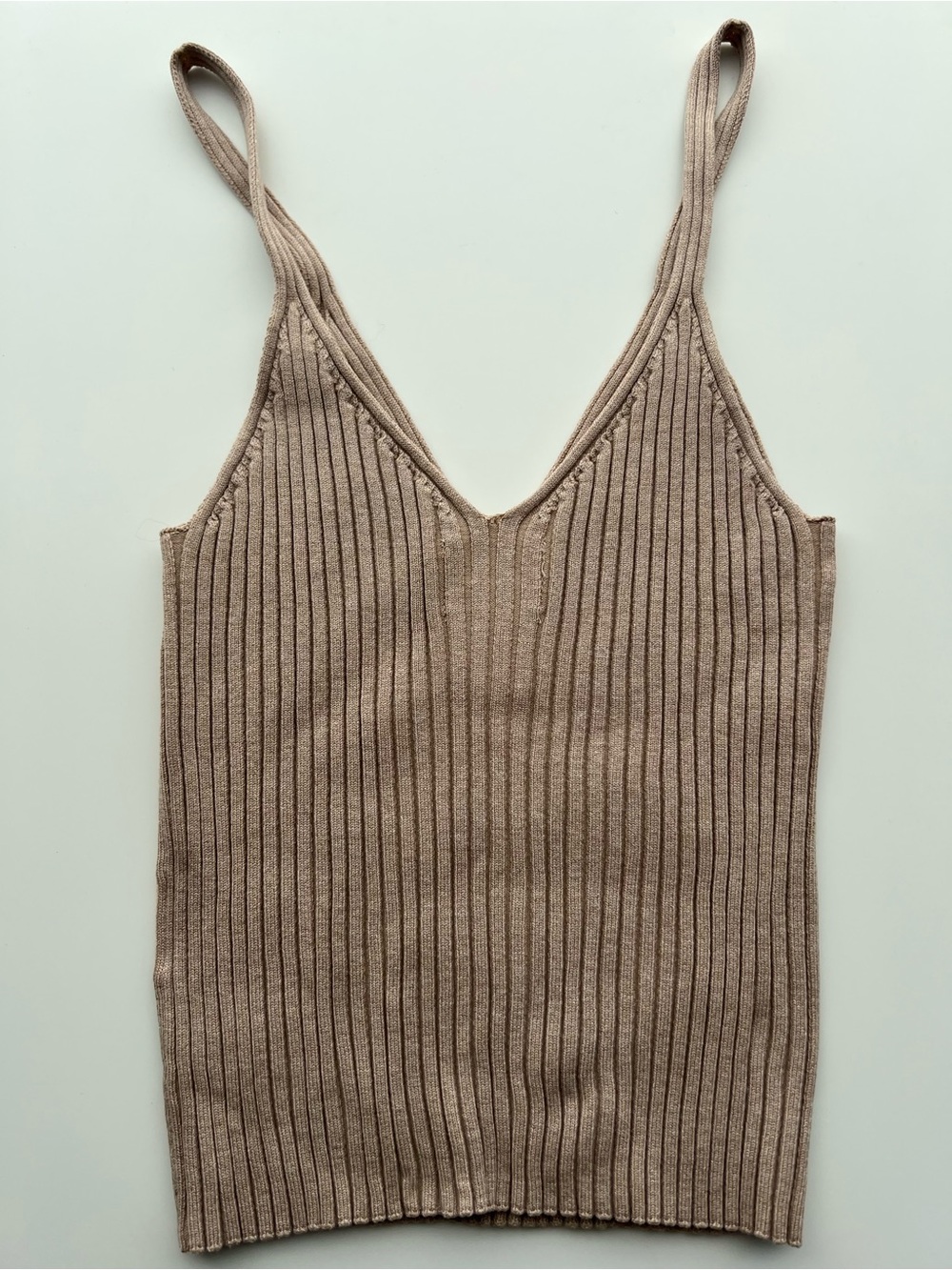 H&M Ribbed V-Neck Cami - Taupe - Picture 3 of 4